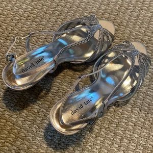David Tate Silver Strappy Heels